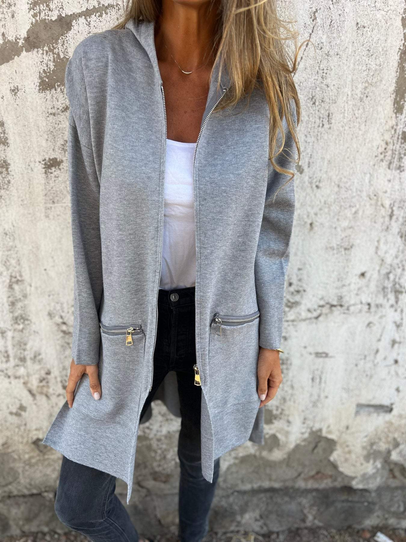 Jula - Cardigan con zip e maniche lunghe